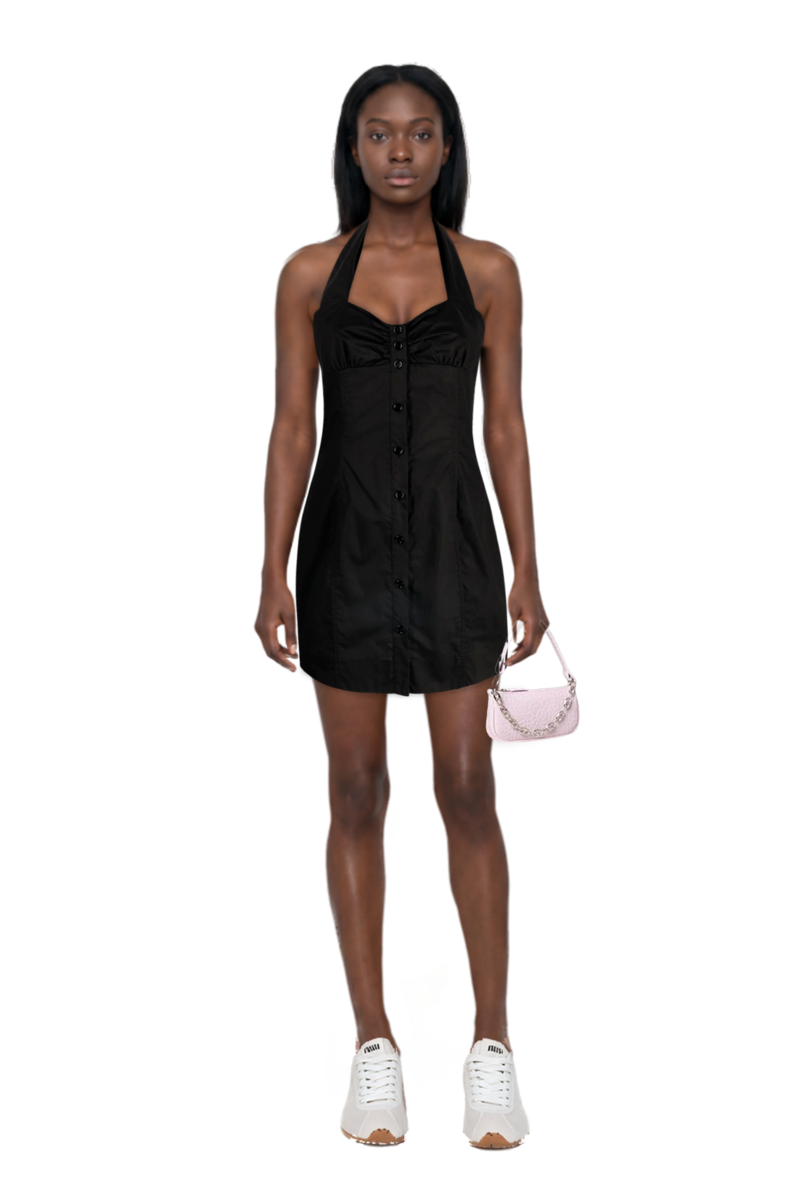 Outfit plume mesh fabric sneakers and pinko dress