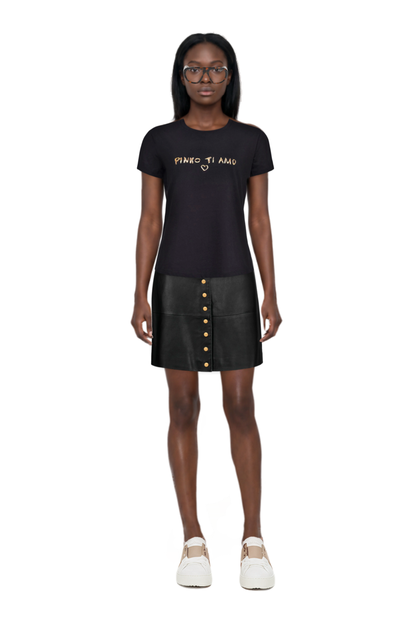 Outfit acetate geometric sunglasses and pinko skirt