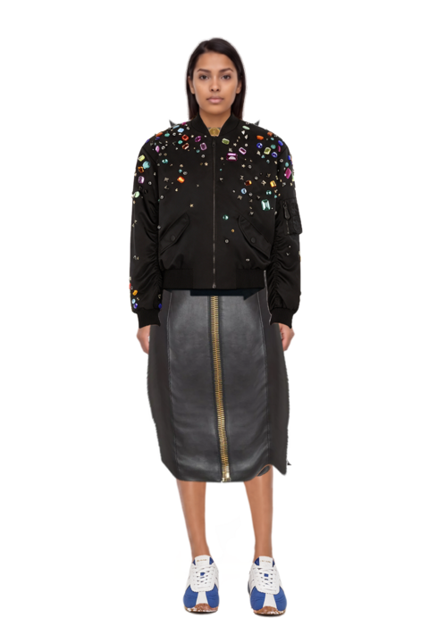 Outfit the 400 bleecker runner sneakers and embellished bomber jacket