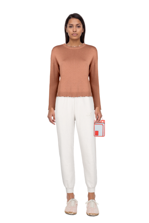 Outfit x jacquemus moon shoe sneakers and pinko sweater