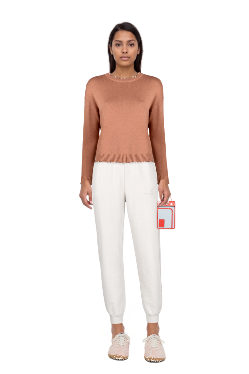 Outfit x jacquemus moon shoe sneakers and pinko sweater