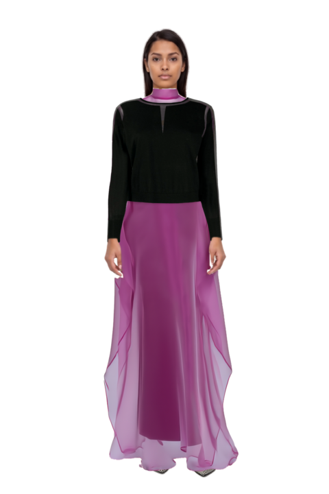 Outfit sphinx high-neck kaftan dress and scarlett 50 pumps