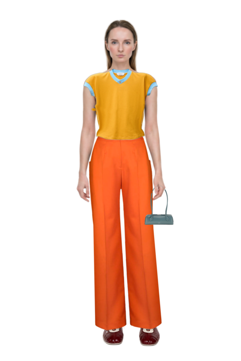 Outfit stretch cotton-jersey t-shirt and leren leather ballerina sneakers