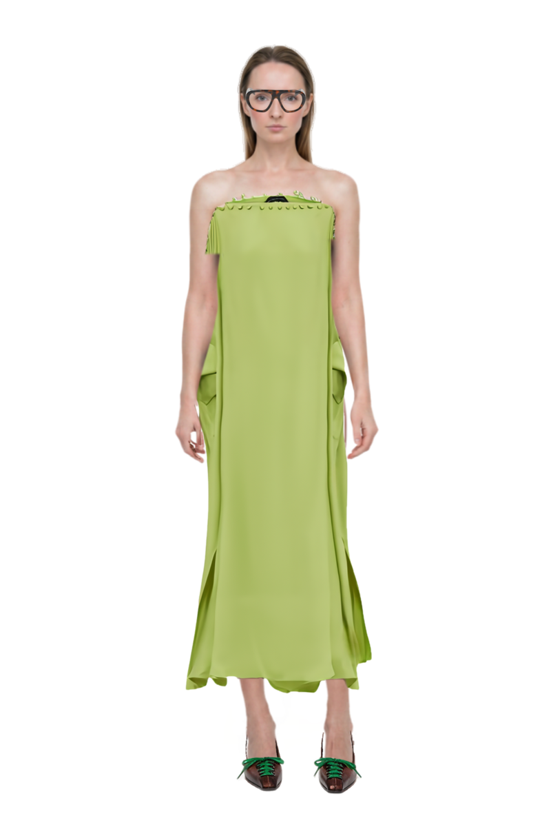 Outfit one-shoulder button-detail kaftan and acetate geometric sunglasses