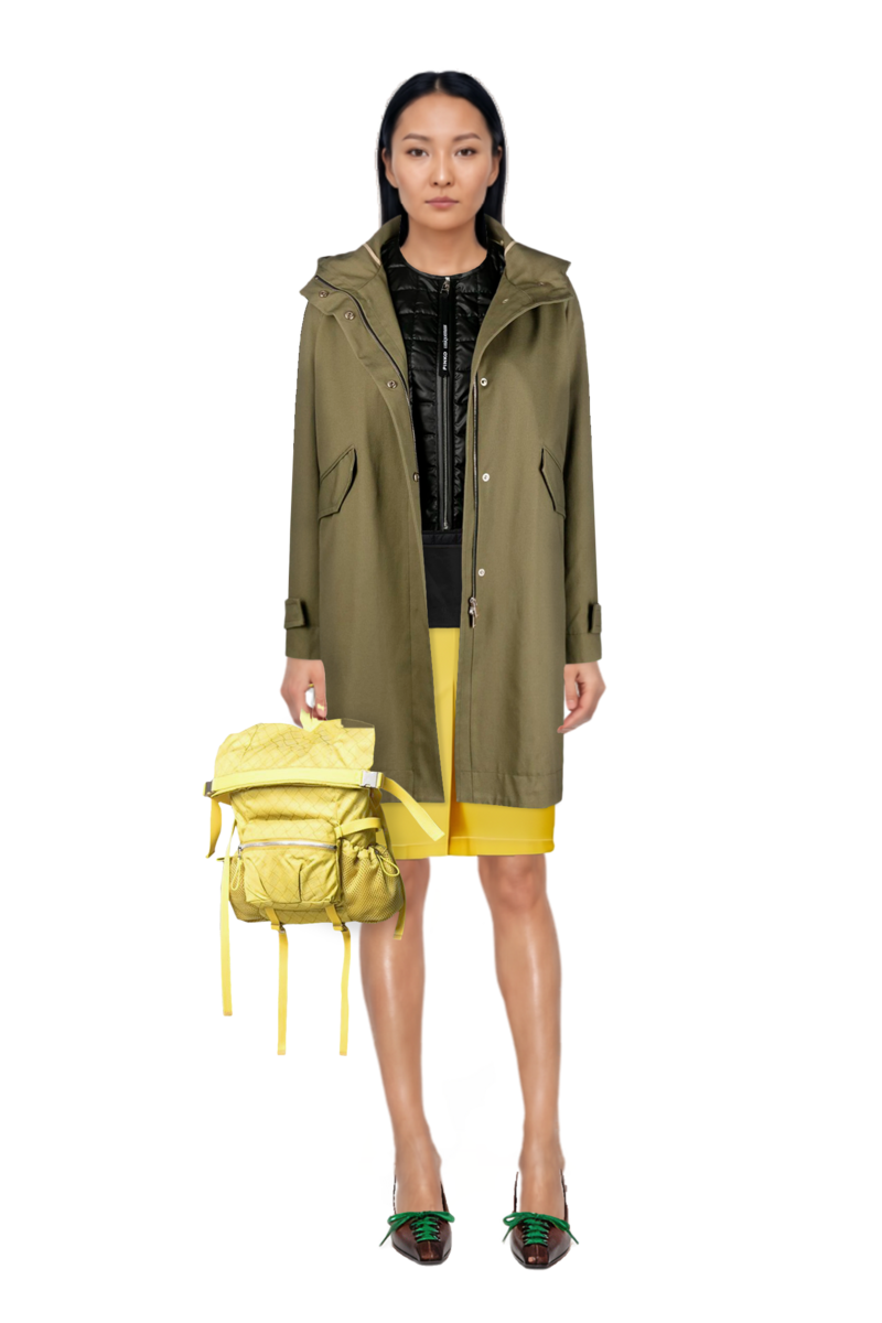 Outfit lace-up pointed-toe pumps and waxed canvas skirt