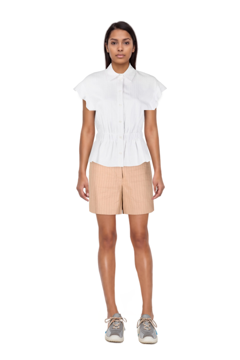 Outfit bubble technical fabric and suede sneakers and pinko bermuda shorts