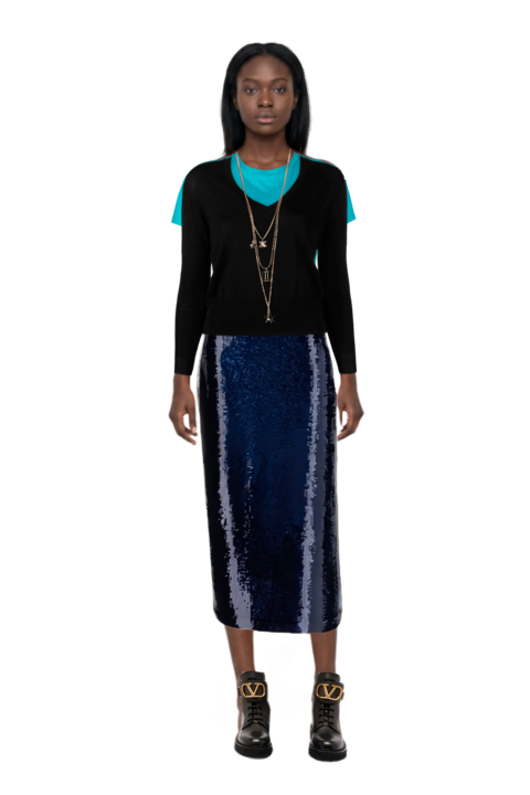 Outfit sequin-embellished pencil skirt and pinko t-shirt