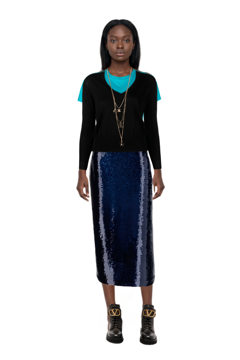 Outfit sequin-embellished pencil skirt and pinko t-shirt