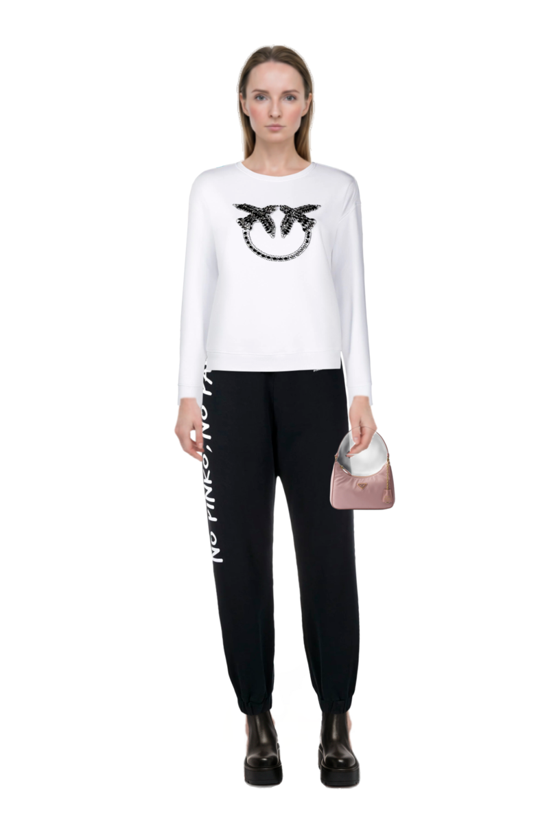 Outfit pinko sweatshirt and mini re-edition 2005 re-nylon and saffiano bag