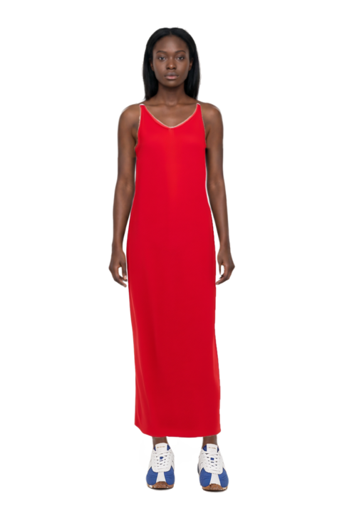 Outfit asymmetric sleeveless dress and the 400 bleecker runner sneakers