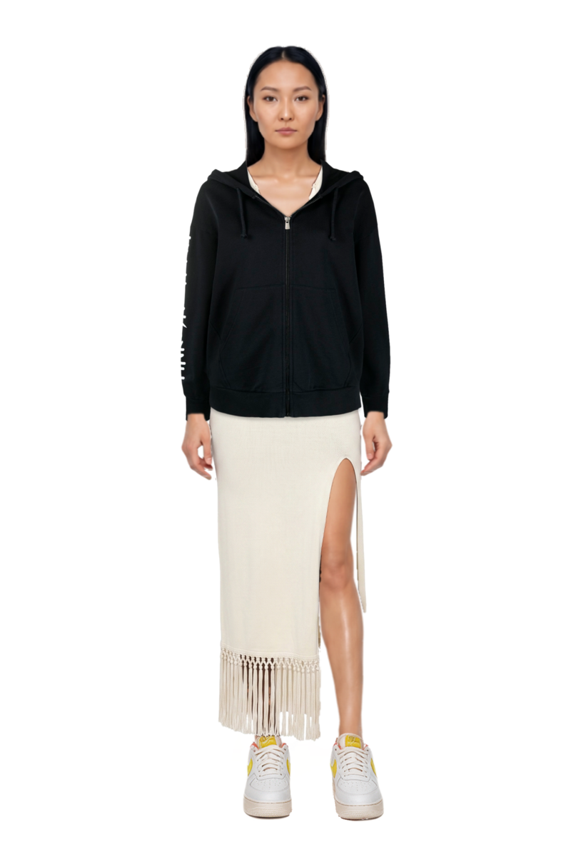 Outfit sahara lace-up fringe midi dress and air force 1 '07 lx "white/phantom/pearl white/yell" sneakers