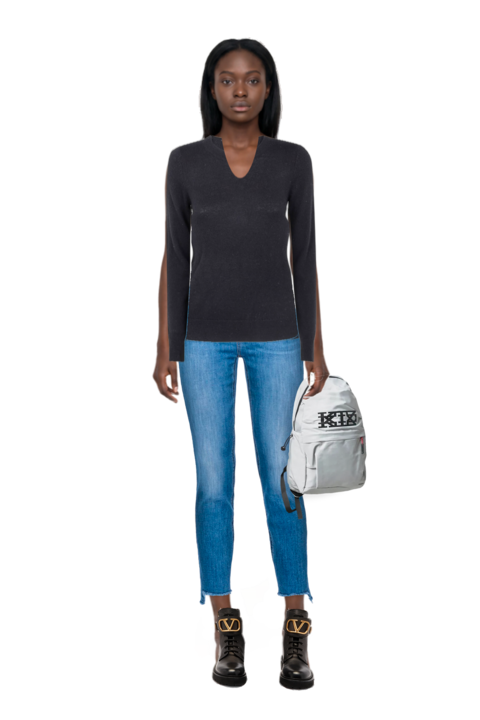 Outfit crew-neck cashmere sweater  and pinko jeans