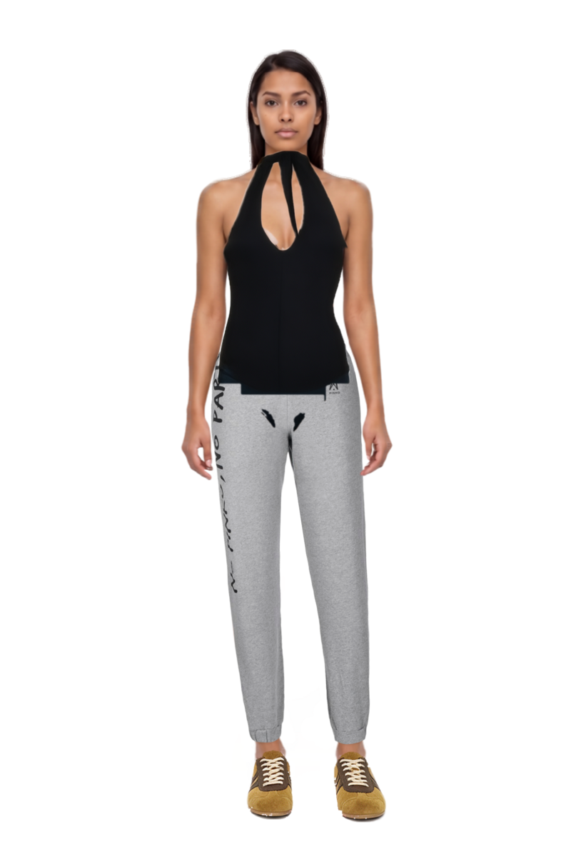Outfit jersey backless top and suede sneakers