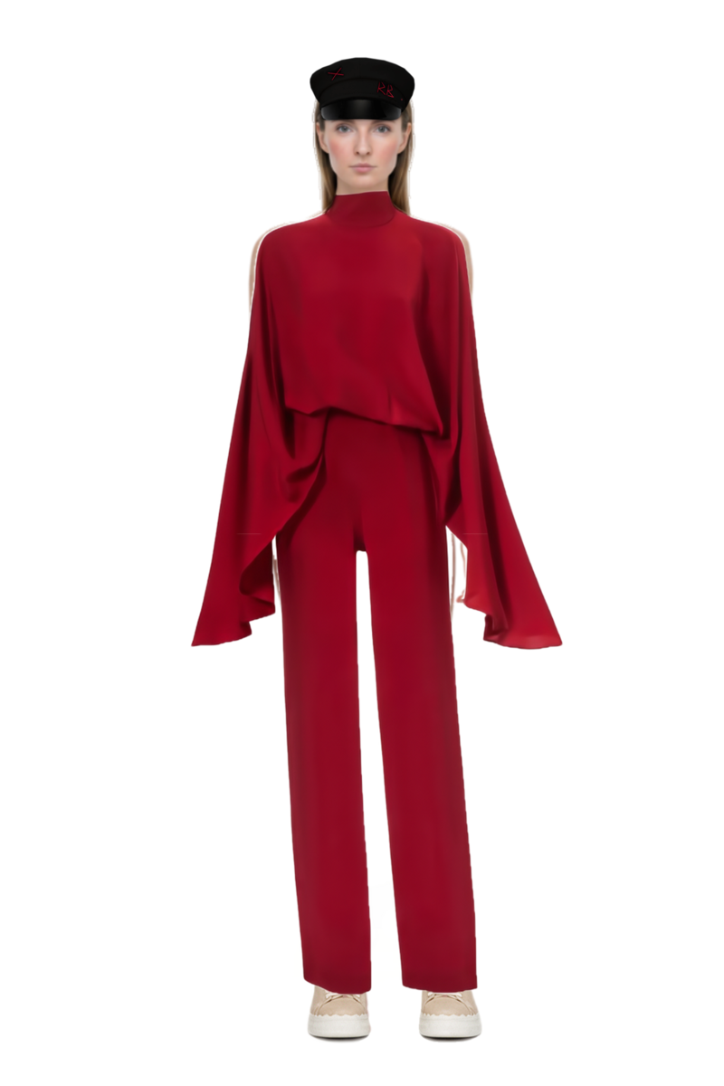 Outfit eolia cape jumpsuit and 23 cap
