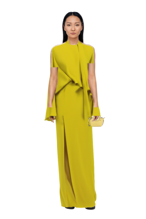 Outfit brooks tie-neck maxi dress and le pliage xtra xs handbag