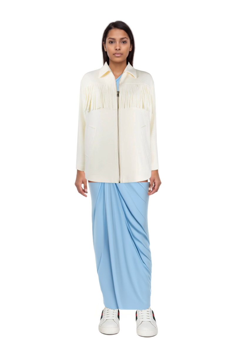 Outfit canoa one-shoulder knot maxi dress and pinko trouser belt