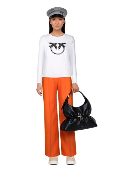 Outfit pinko trouser belt and sphynx medium bag in smooth leather