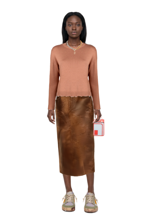 Outfit crinkled-effect midi skirt and ball star sneakers