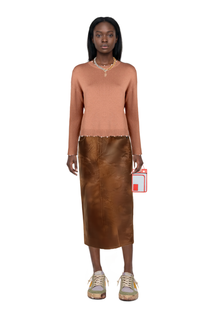 Outfit crinkled-effect midi skirt and ball star sneakers