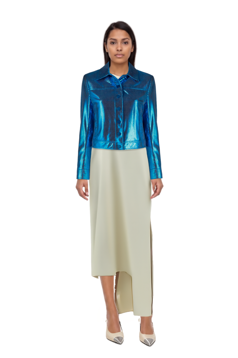 Outfit florinda one-shoulder slit dress and cassandre-plaque pumps