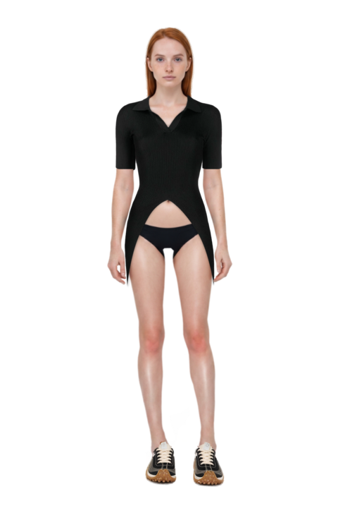 Outfit mesh mirage sneakers and pinko dress