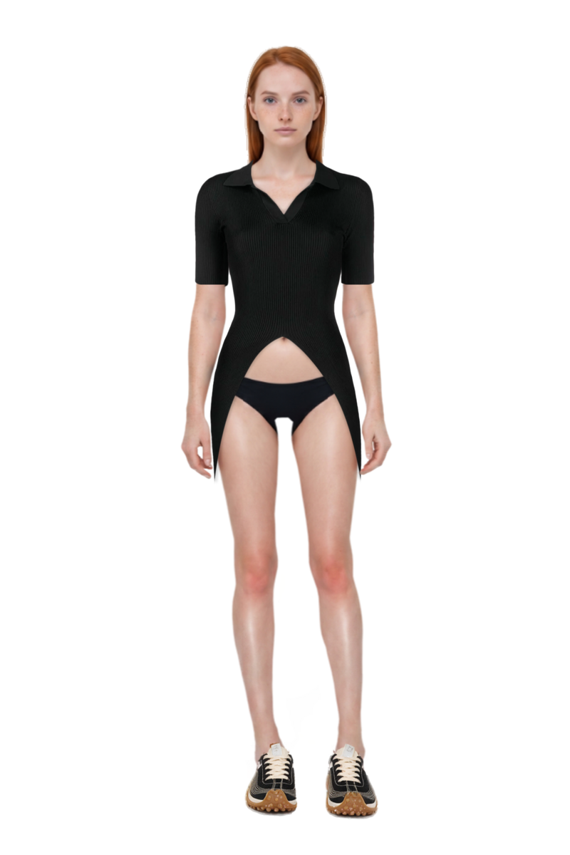 Outfit mesh mirage sneakers and pinko dress