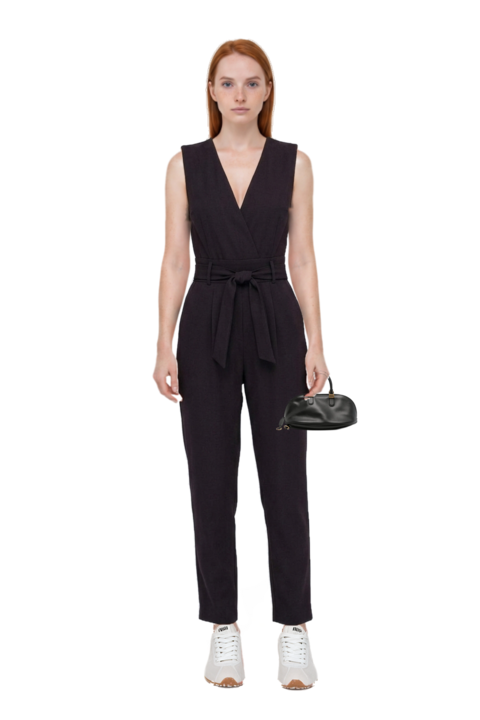 Outfit plume mesh fabric sneakers and bolero bowling bag medium in black
