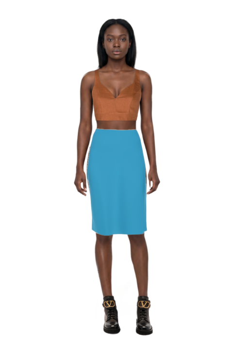 Outfit high-waist pencil skirt and pinko top