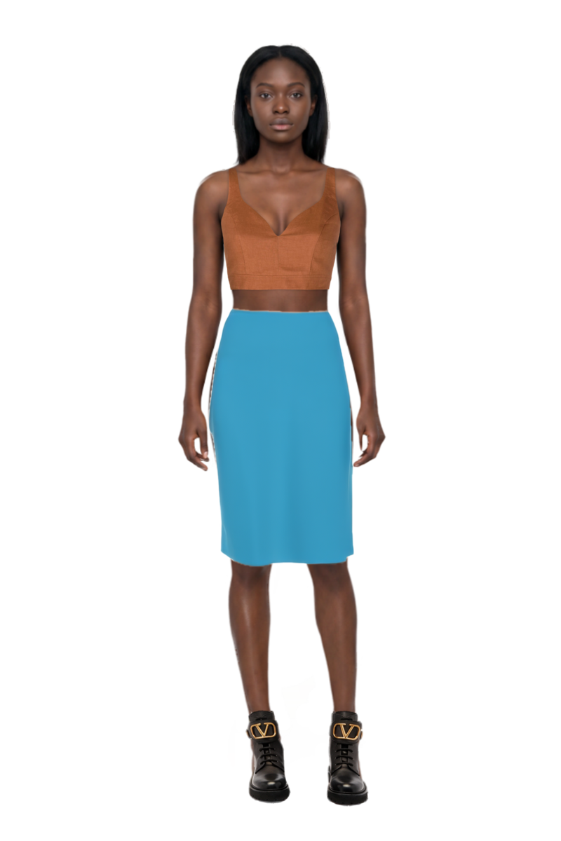 Outfit high-waist pencil skirt and pinko top