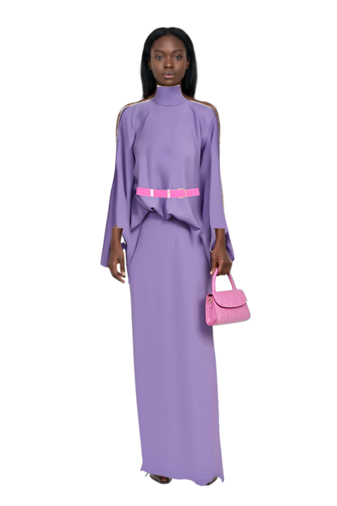 Outfit bacall  high neck dress and lace-up pointed-toe pumps
