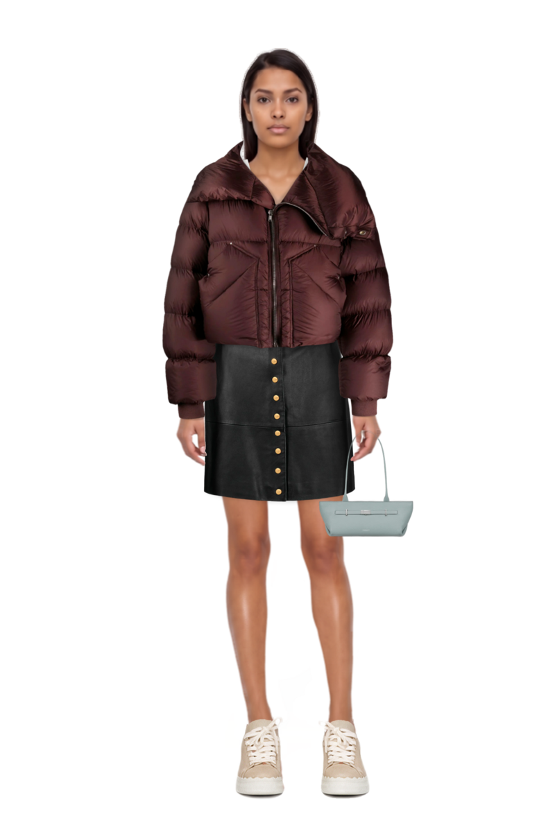 Outfit pinko skirt and new york grained leather shoulder bag