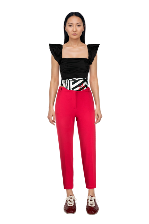 Outfit leren leather ballerina sneakers and pinko top