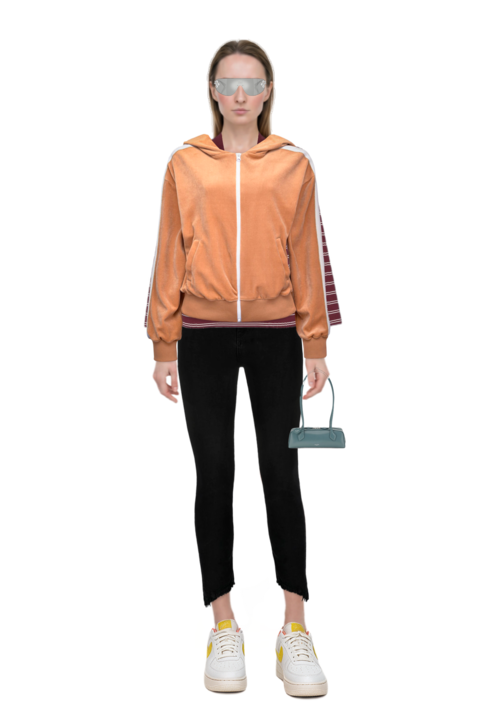Outfit signature logo striped long-sleeve polo shirt and crystal-embellished geometric-frame sunglasses