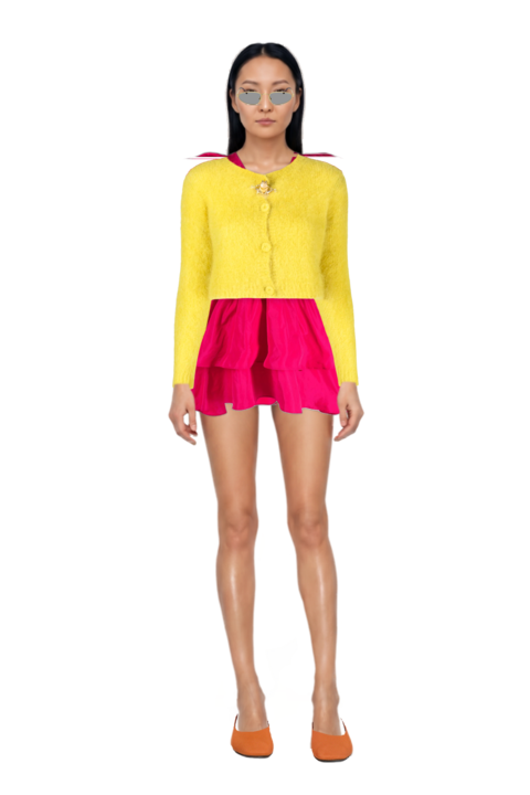 Outfit oval-frame sunglasses and pinko cardigan