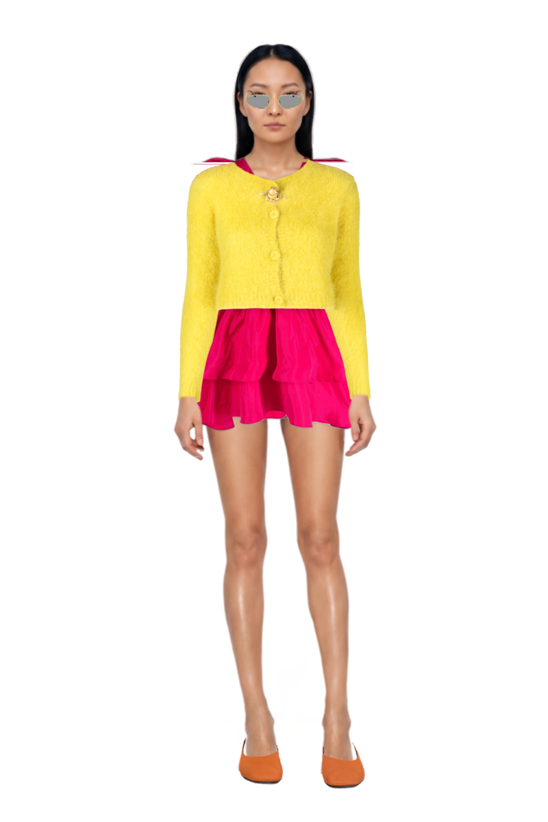 Outfit oval-frame sunglasses and pinko cardigan