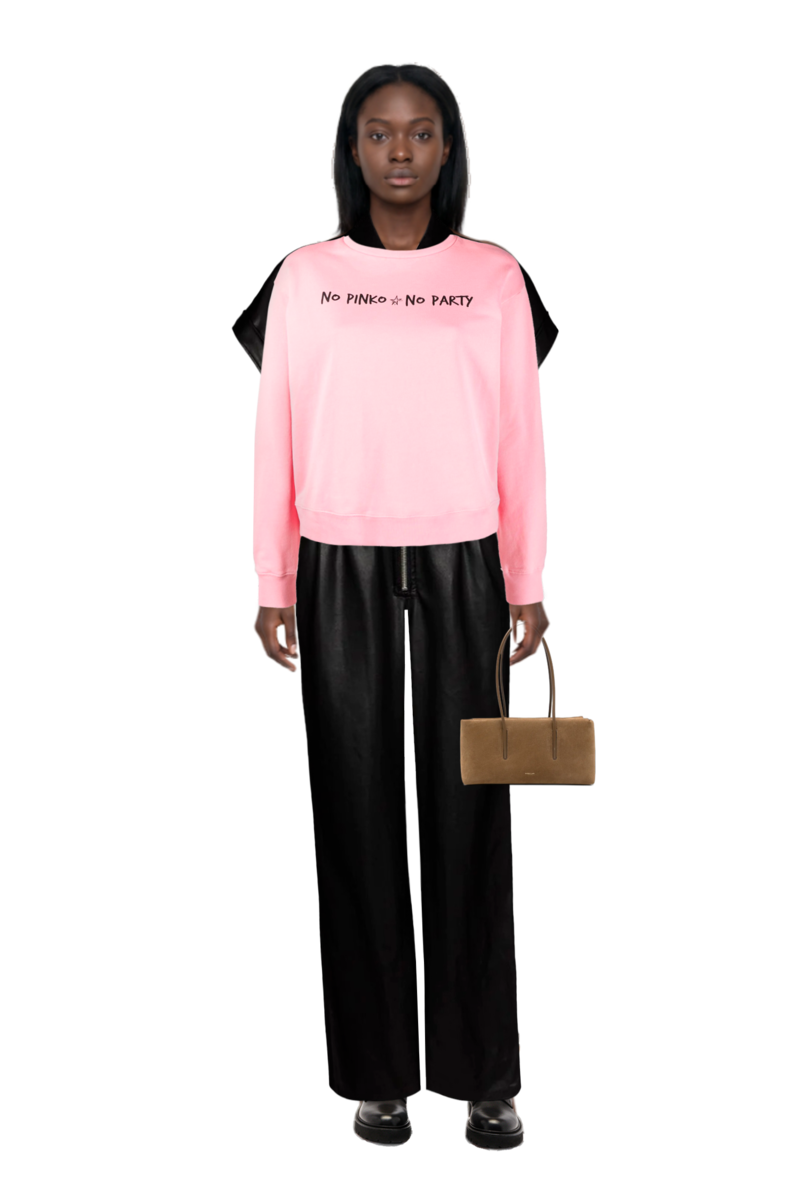 Outfit stockholm suede shoulder bag and pinko sweatshirt