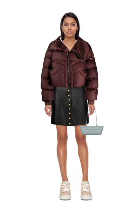 Outfit pinko skirt and new york grained leather shoulder bag
