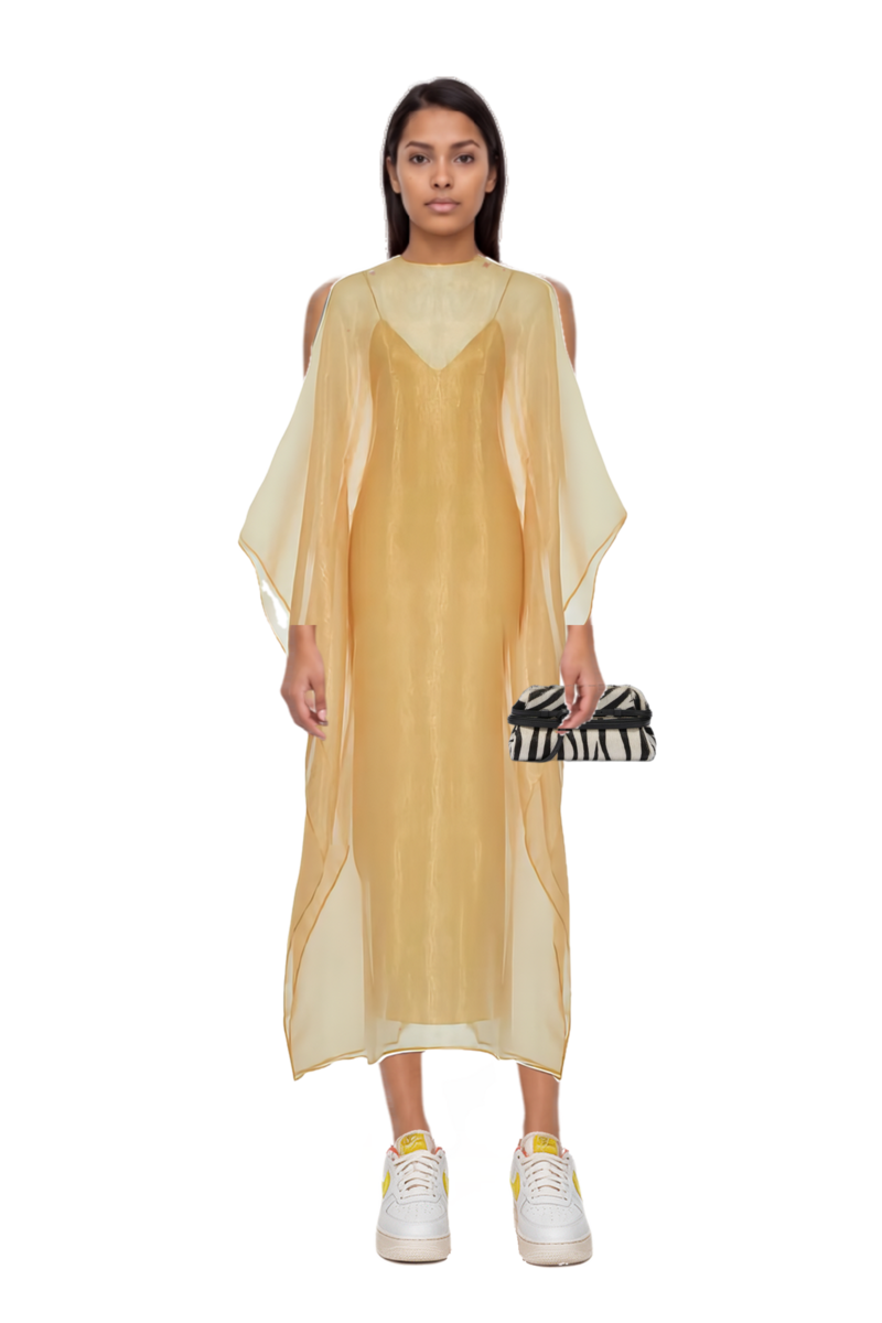 Outfit sphinx dress and zebra-print leather clutch bag