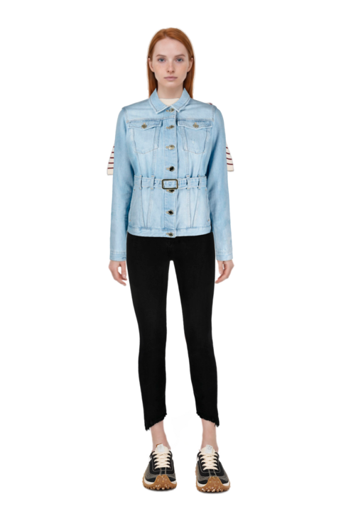 Outfit striped short-sleeve polo top and mesh mirage sneakers