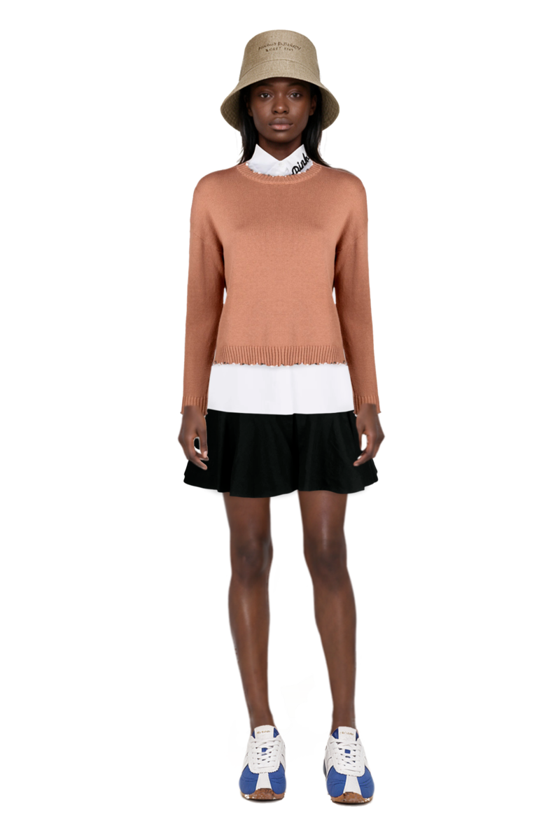Outfit pinko skirt and the 400 bleecker runner sneakers