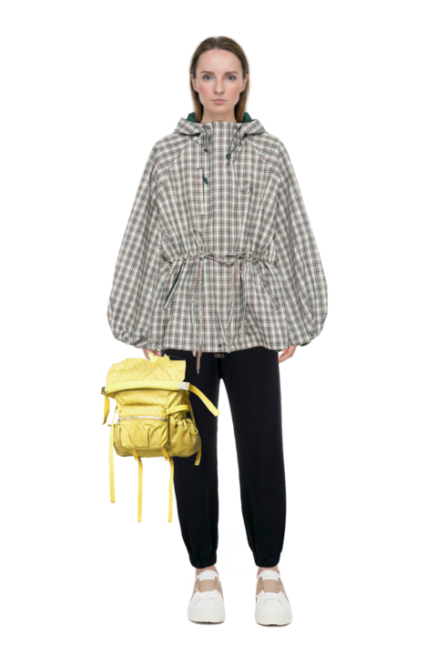 Outfit pinko top and liu check drawstring raincoat