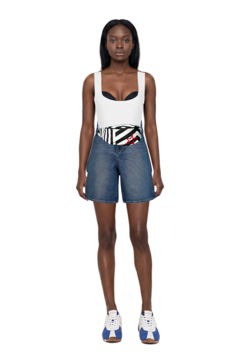 Outfit donnola denim bermuda shorts and the 400 bleecker runner sneakers