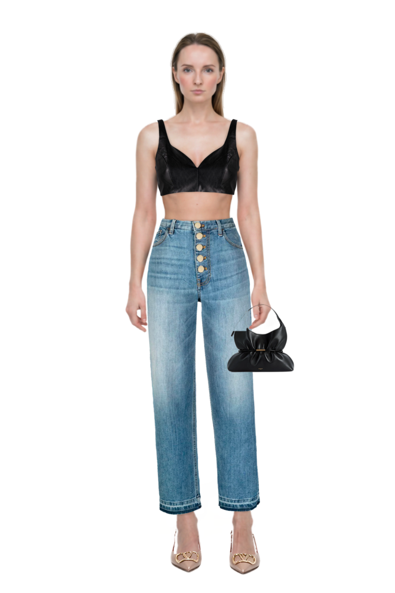 Outfit sphynx medium bag in smooth leather and vlogo signature slingback pumps