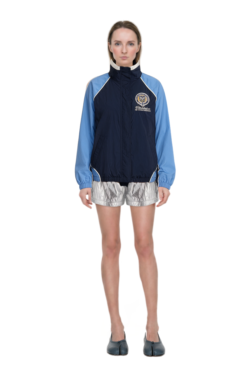 Outfit logo-embroidered zip-up sweatshirt and tabi ballet flats