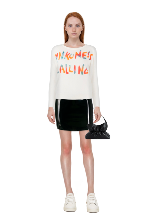 Outfit sphynx medium bag in smooth leather and pinko sweater