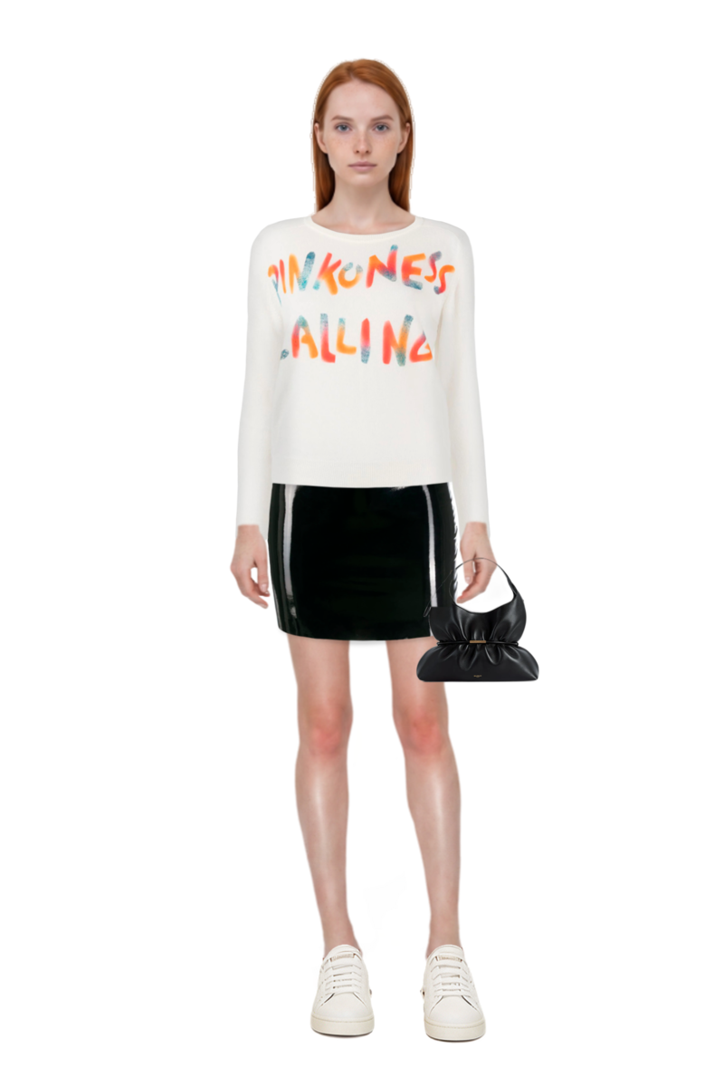 Outfit sphynx medium bag in smooth leather and pinko sweater