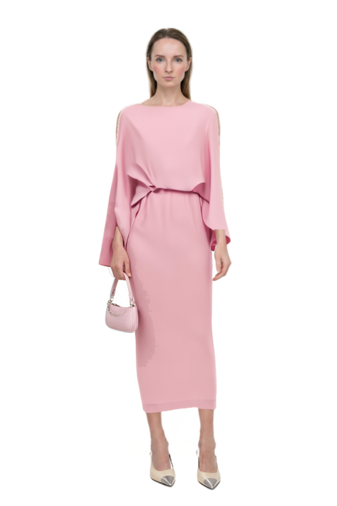 Outfit eolia cape-sleeve maxi dress and cassandre-plaque pumps