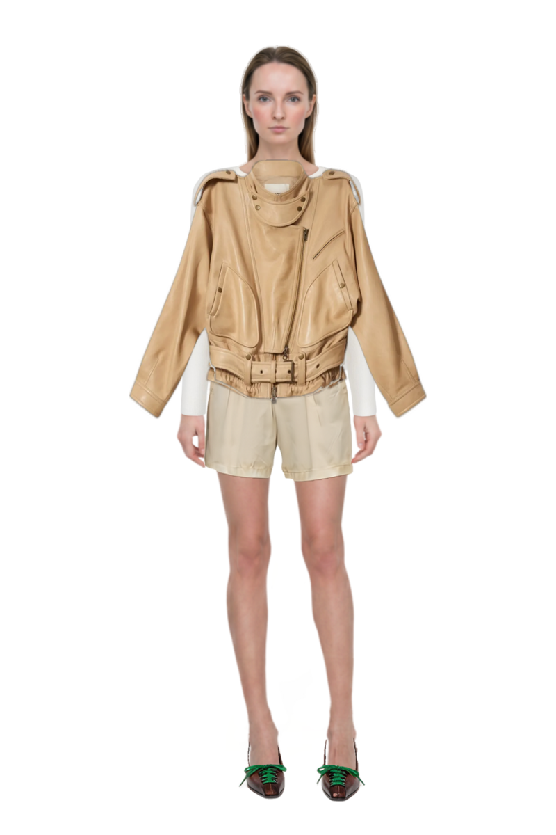Outfit farza jacket and garment-dyed old gabardine shorts