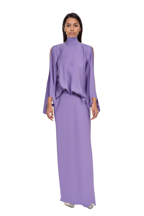 Outfit bacall  high neck dress and cassandre-plaque pumps