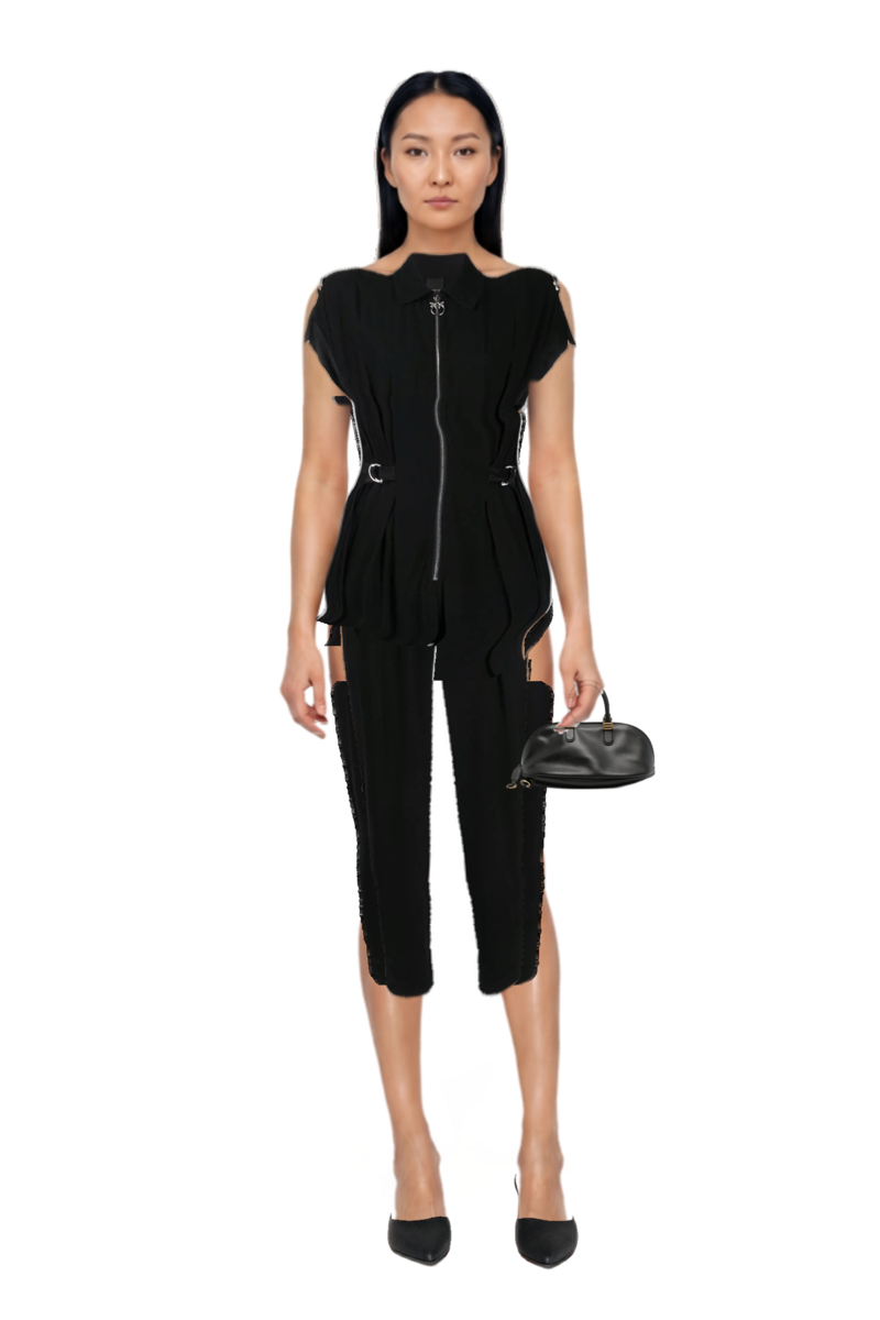 Outfit bolero bowling bag medium in black and le cœur pointed-toe mules